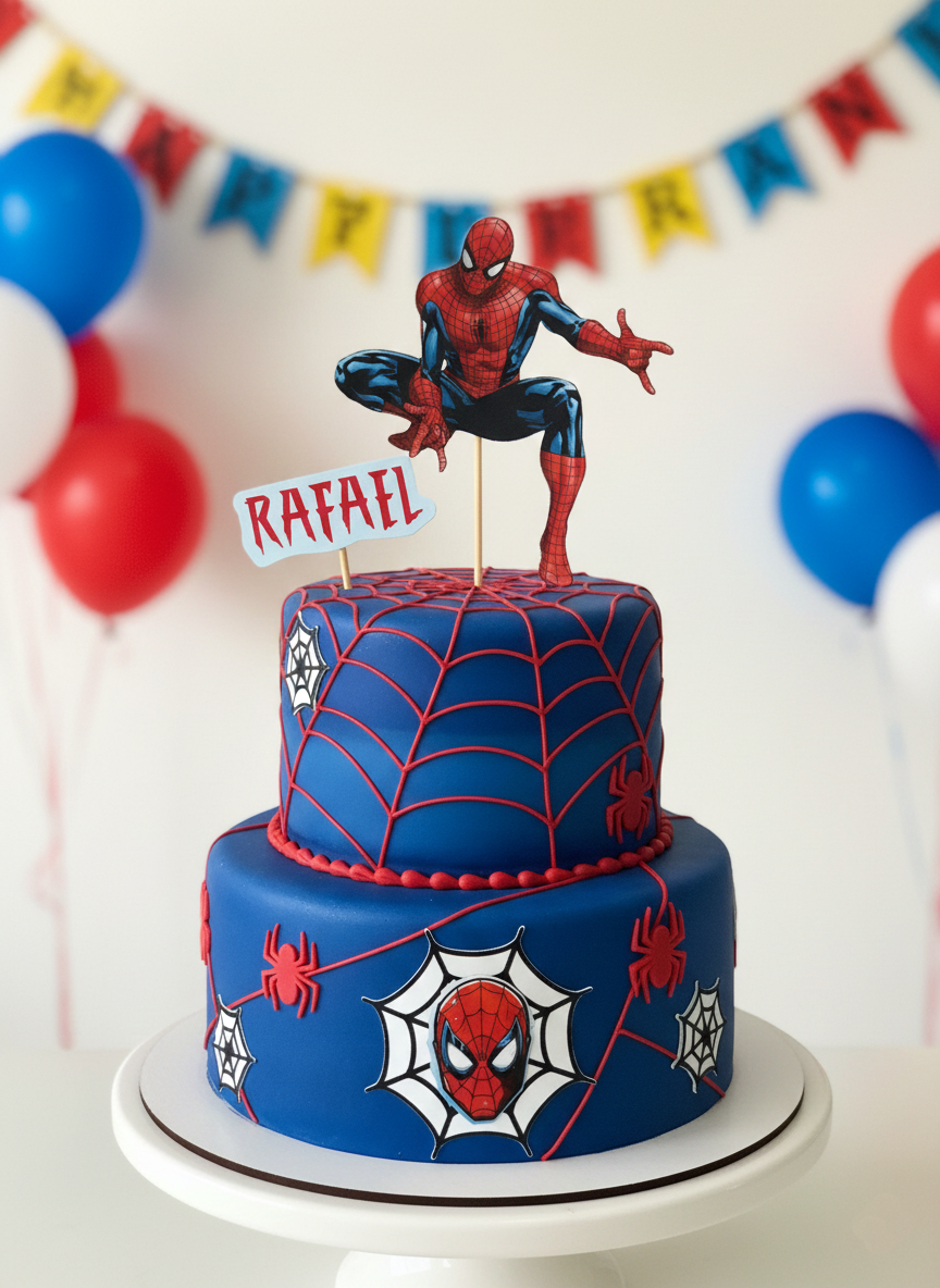 Decoração para bolos com tema do Homem Aranha