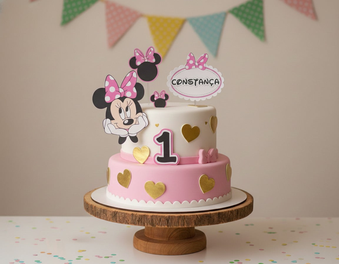 Decoração para bolos com tema da Minnie