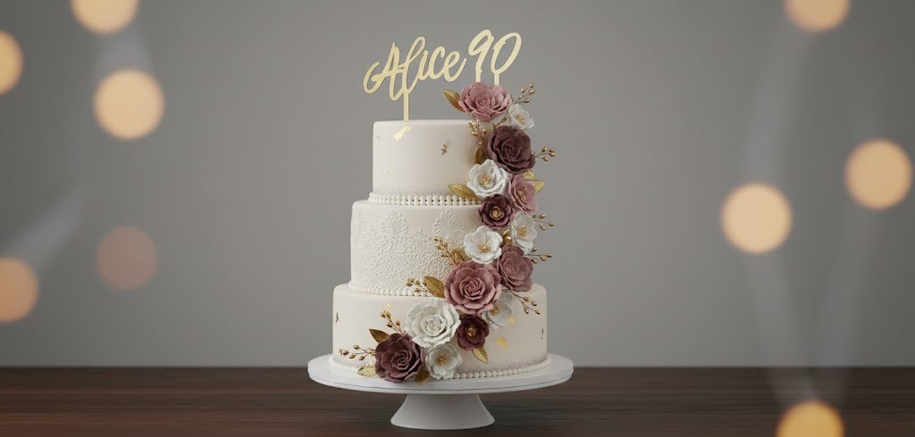 Decoração Bolos Topper dourado