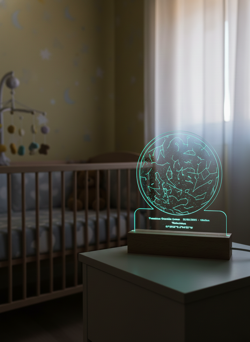 Candeeiro LED personalizado Mapa Estrelar