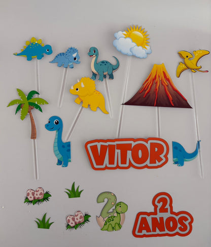 Decoração para bolos com tema dos dinaussaros