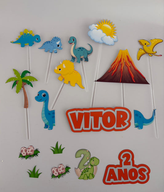 Decoração para bolos com tema dos dinaussaros