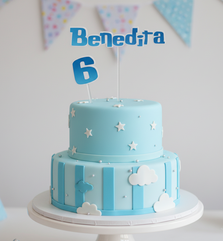 Decoração para bolos com nome e idade