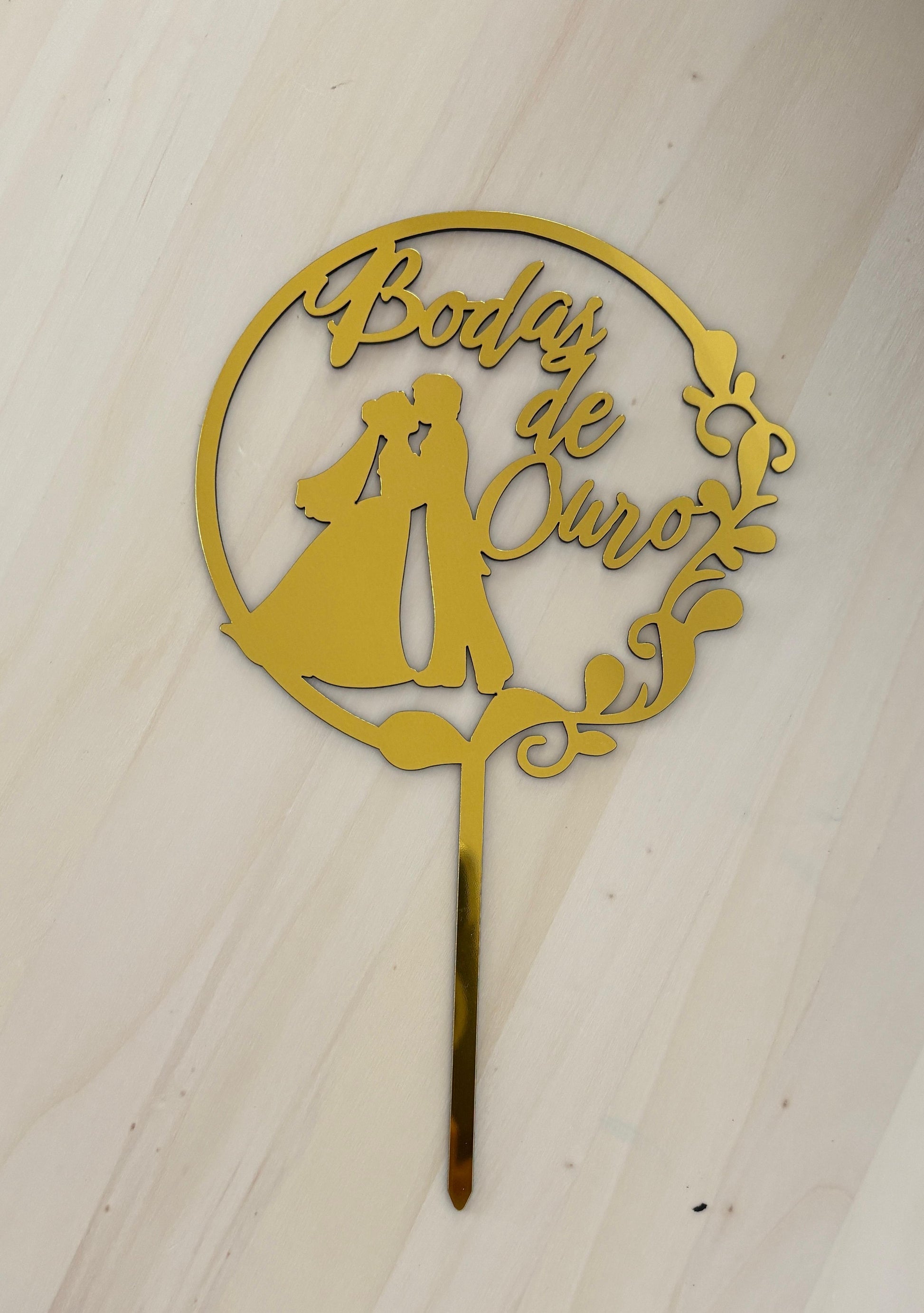 Decoração Bolos Topper Bodas de Ouro